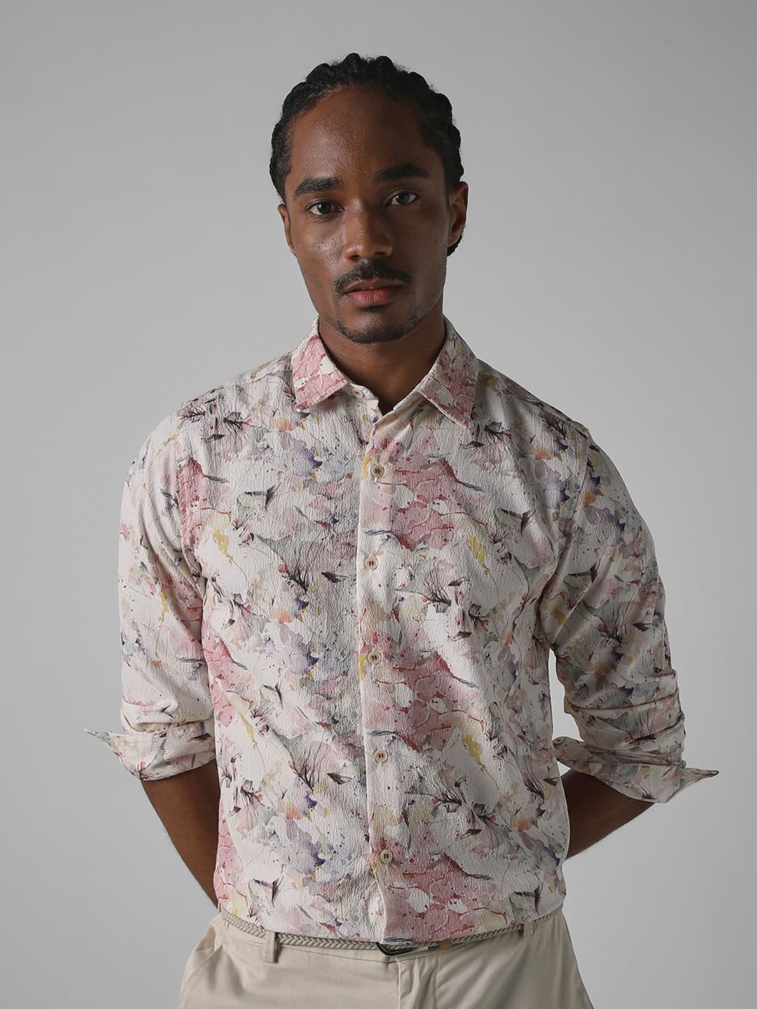 Mufti Slim Fit Floral Printed Casual Shirt